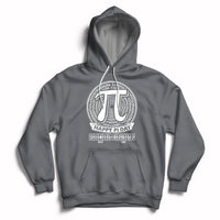 Pi math hoodie with hood and drawstrings, front pocket, pi graphic on chest (charcoal)