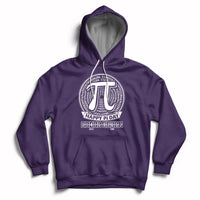 Pi math hoodie with hood and drawstrings, front pocket, pi graphic on chest (purple)