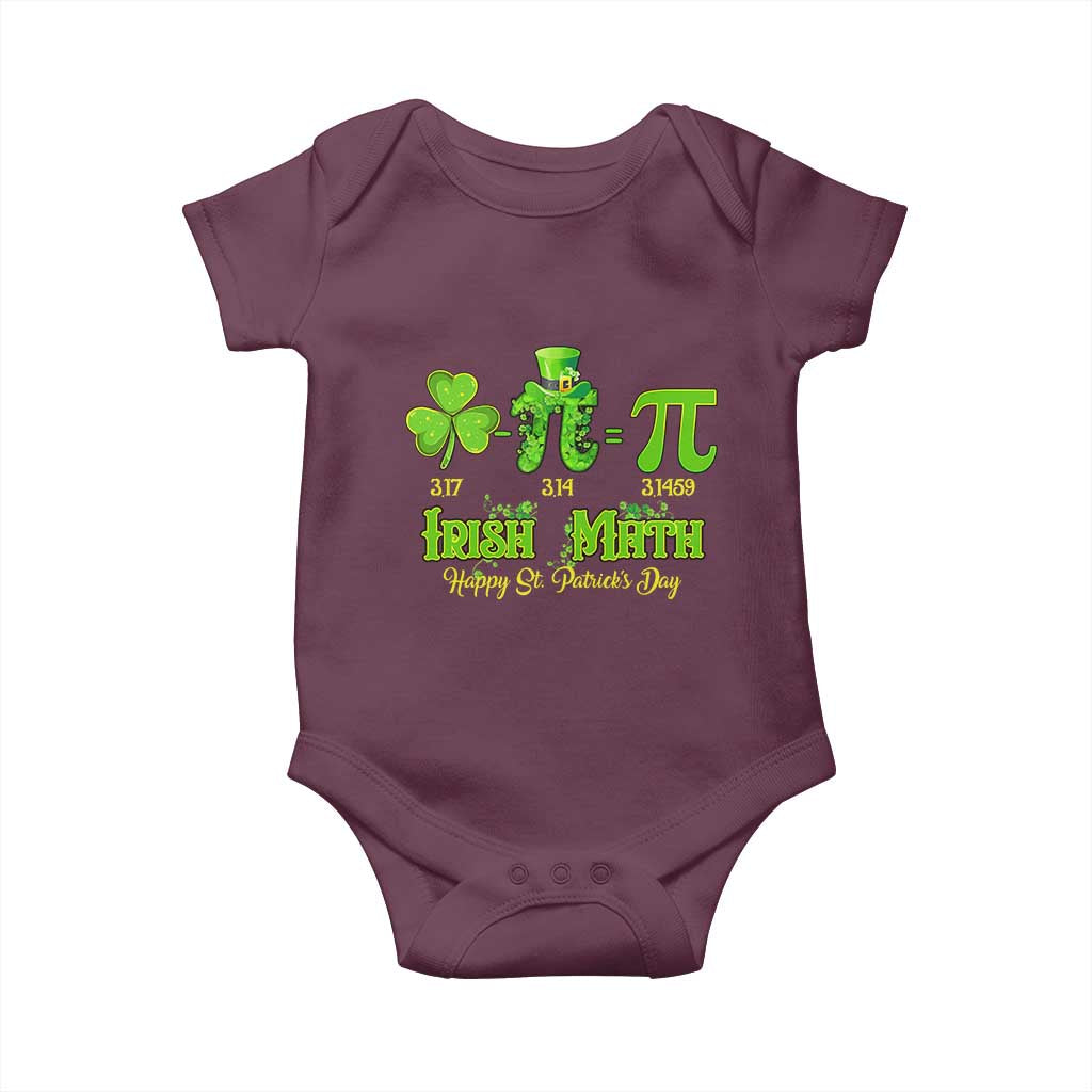 Funny Teacher St Patricks Day Baby Onesie Irish Math 3.14 Pi Shamrock Teacher Happy  Day