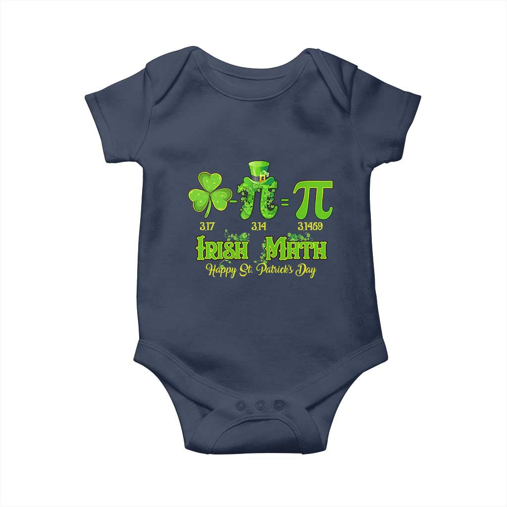 Funny Teacher St Patricks Day Baby Onesie Irish Math 3.14 Pi Shamrock Teacher Happy  Day