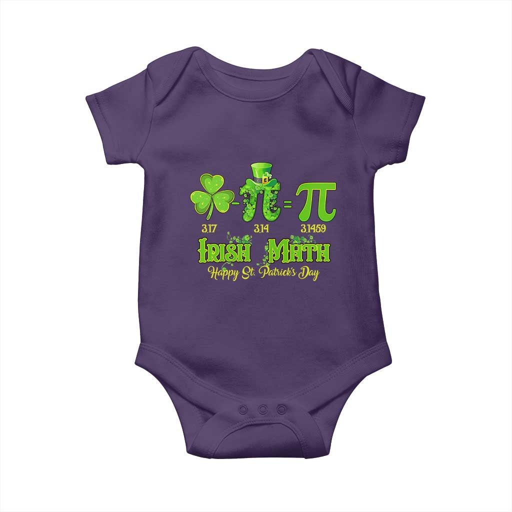 Funny Teacher St Patricks Day Baby Onesie Irish Math 3.14 Pi Shamrock Teacher Happy  Day