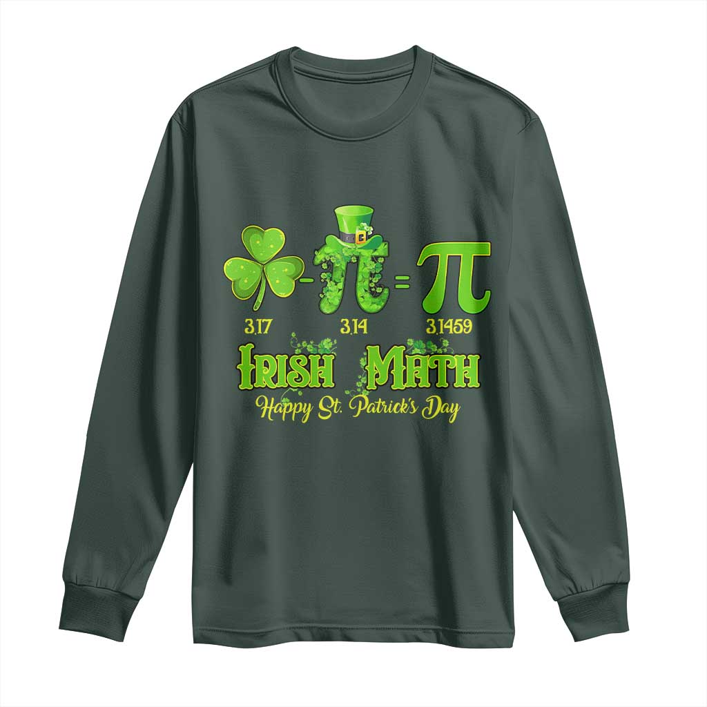 Funny Teacher St Patricks Day Long Sleeve Shirt Irish Math 3.14 Pi Shamrock Teacher Happy  Day
