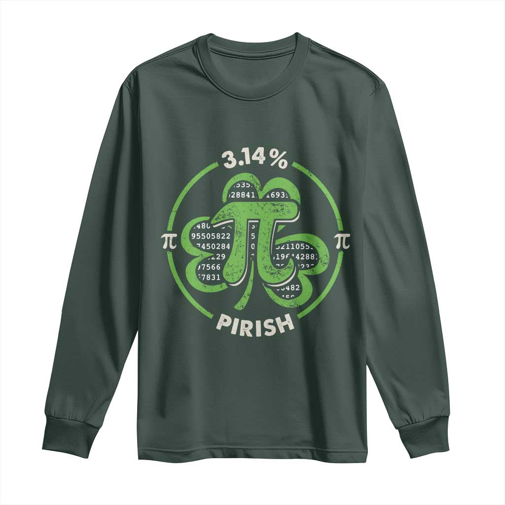 Funny Teacher St Patricks Day Long Sleeve Shirt Pi Day 3.14 Irish Funny Pirish Math Number Pi