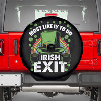Funny St Patricks Day Drinking Spare Tire Cover Most Likely To Do Irish Exit Leprechaun Hat Rainbow