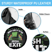 Funny St Patricks Day Drinking Spare Tire Cover Most Likely To Do Irish Exit Leprechaun Hat Rainbow