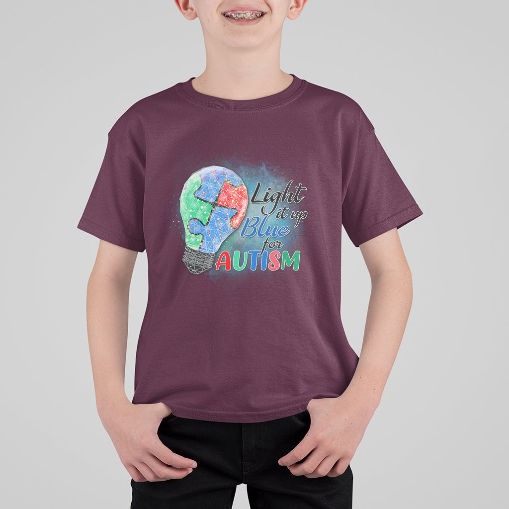 Light Up Blue Autism Awareness Autistic Include Support Kid T-Shirt - Wonder Print Shop