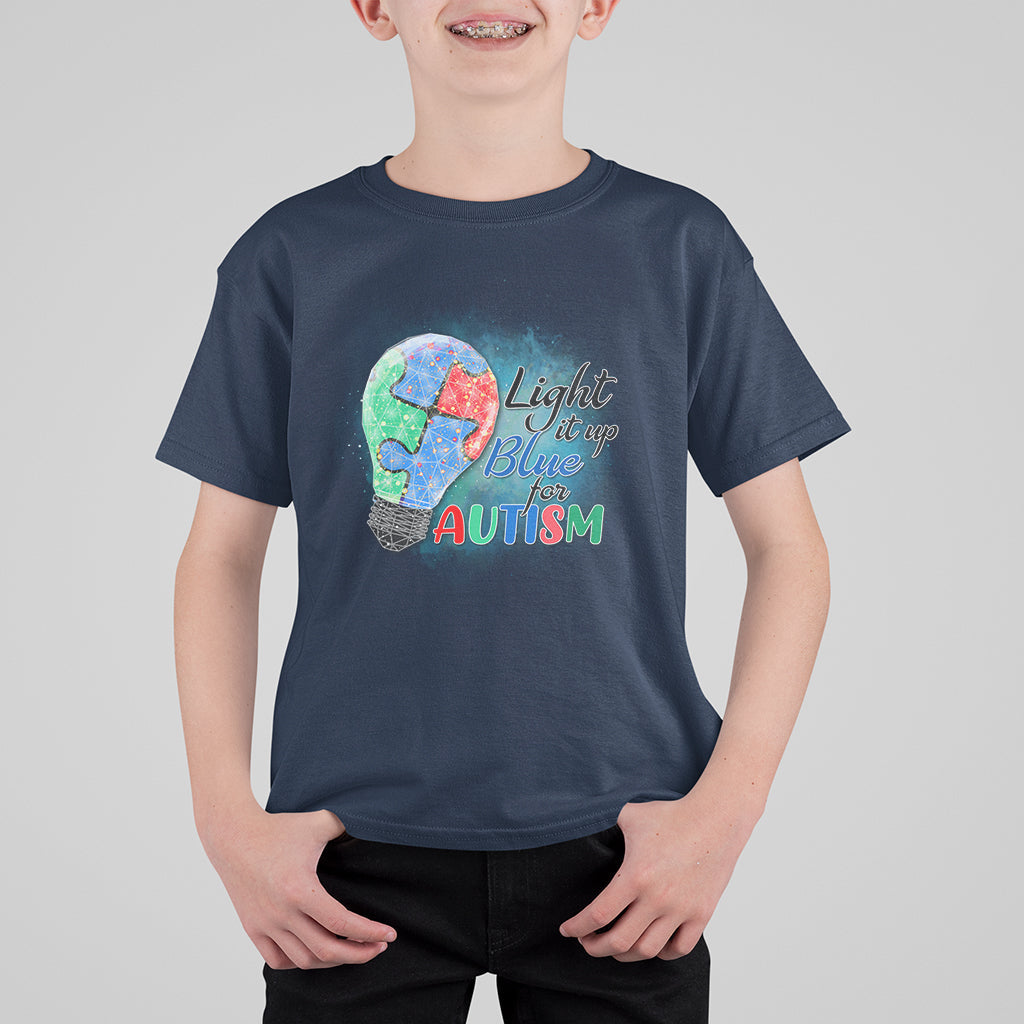 Light Up Blue Autism Awareness Autistic Include Support Kid T-Shirt - Wonder Print Shop