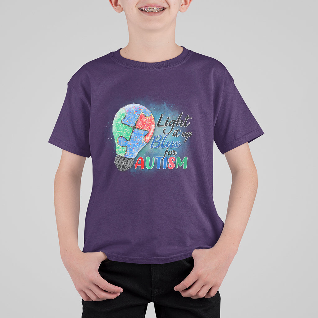 Light Up Blue Autism Awareness Autistic Include Support Kid T-Shirt - Wonder Print Shop