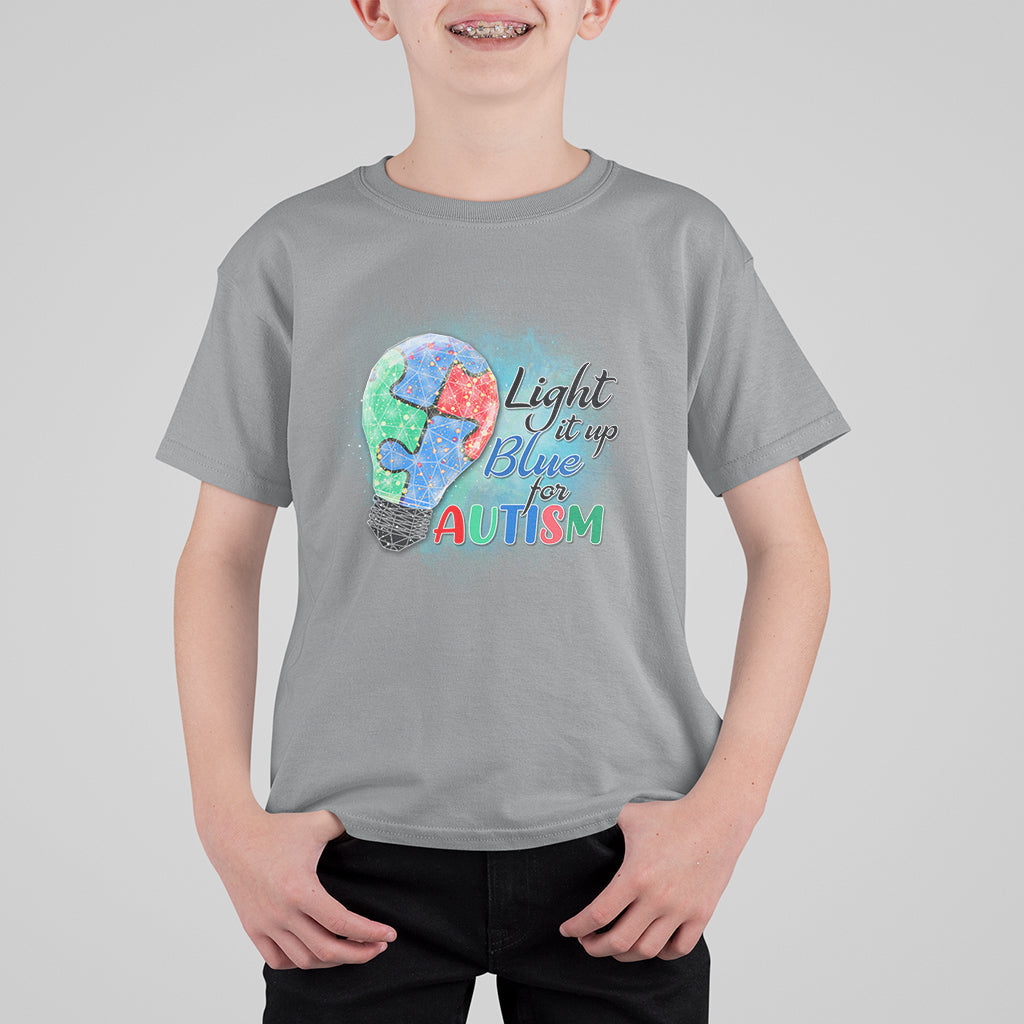 Light Up Blue Autism Awareness Autistic Include Support Kid T-Shirt - Wonder Print Shop