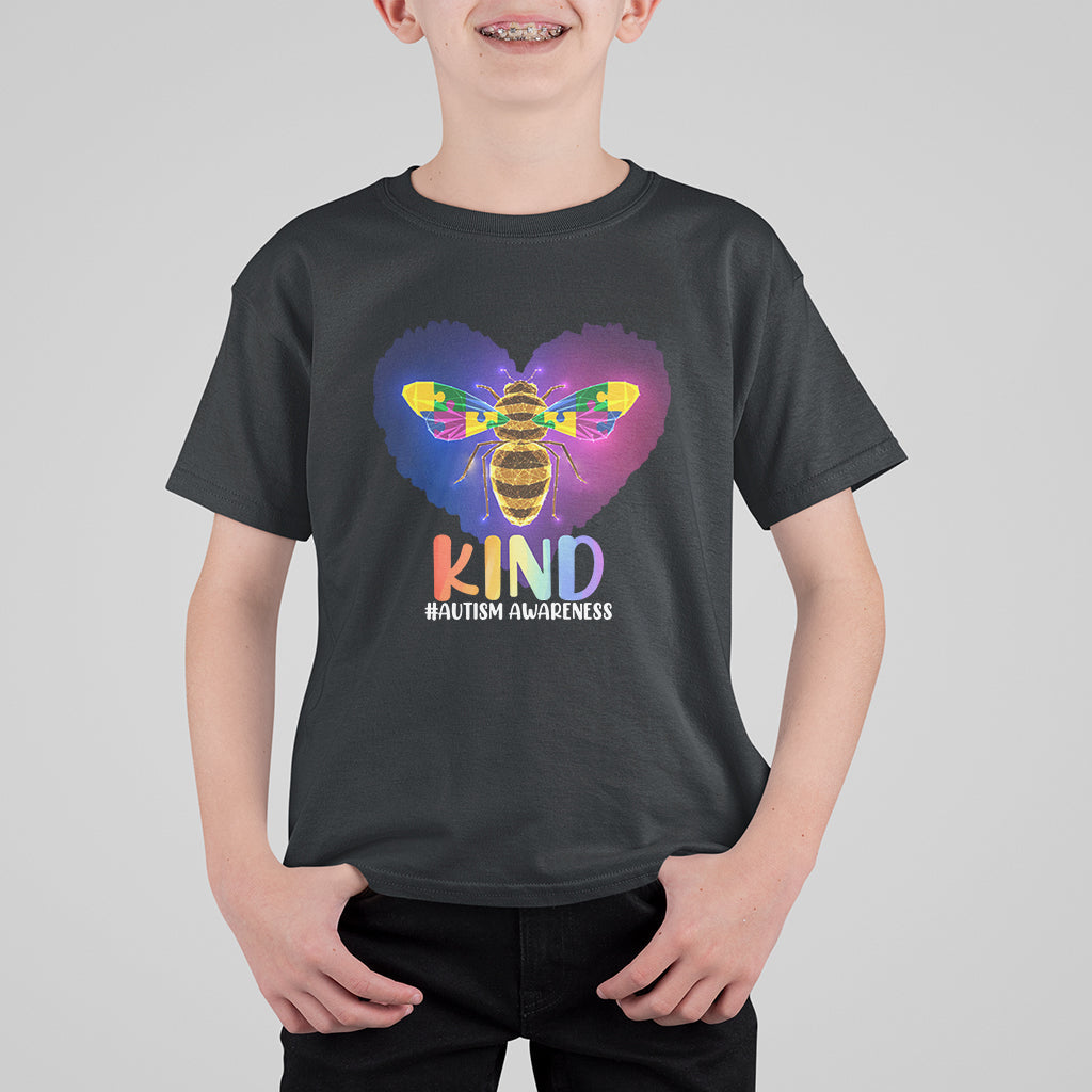 Autism Awareness Be Kind Bee Puzzle Autistic Care Support Kid T-Shirt - Wonder Print Shop