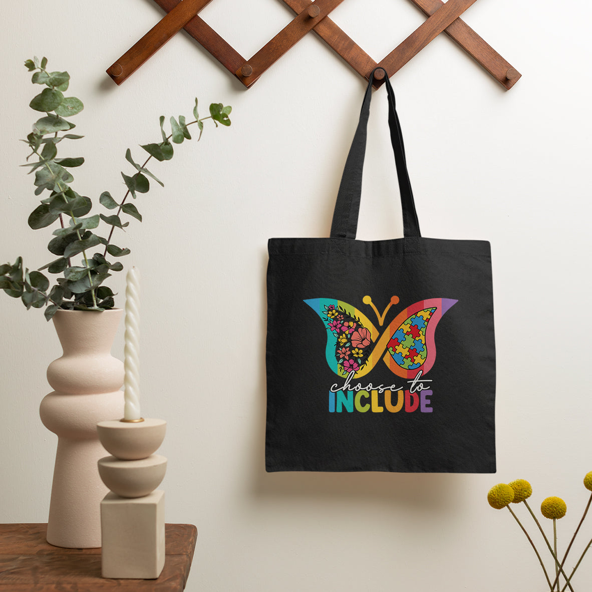 Choose To Include Autism Acceptance Spectrum Neurodiversity SPED Teacher Gift, Autism Awareness Tote Bag, Tote Bag - Wonder Print Shop