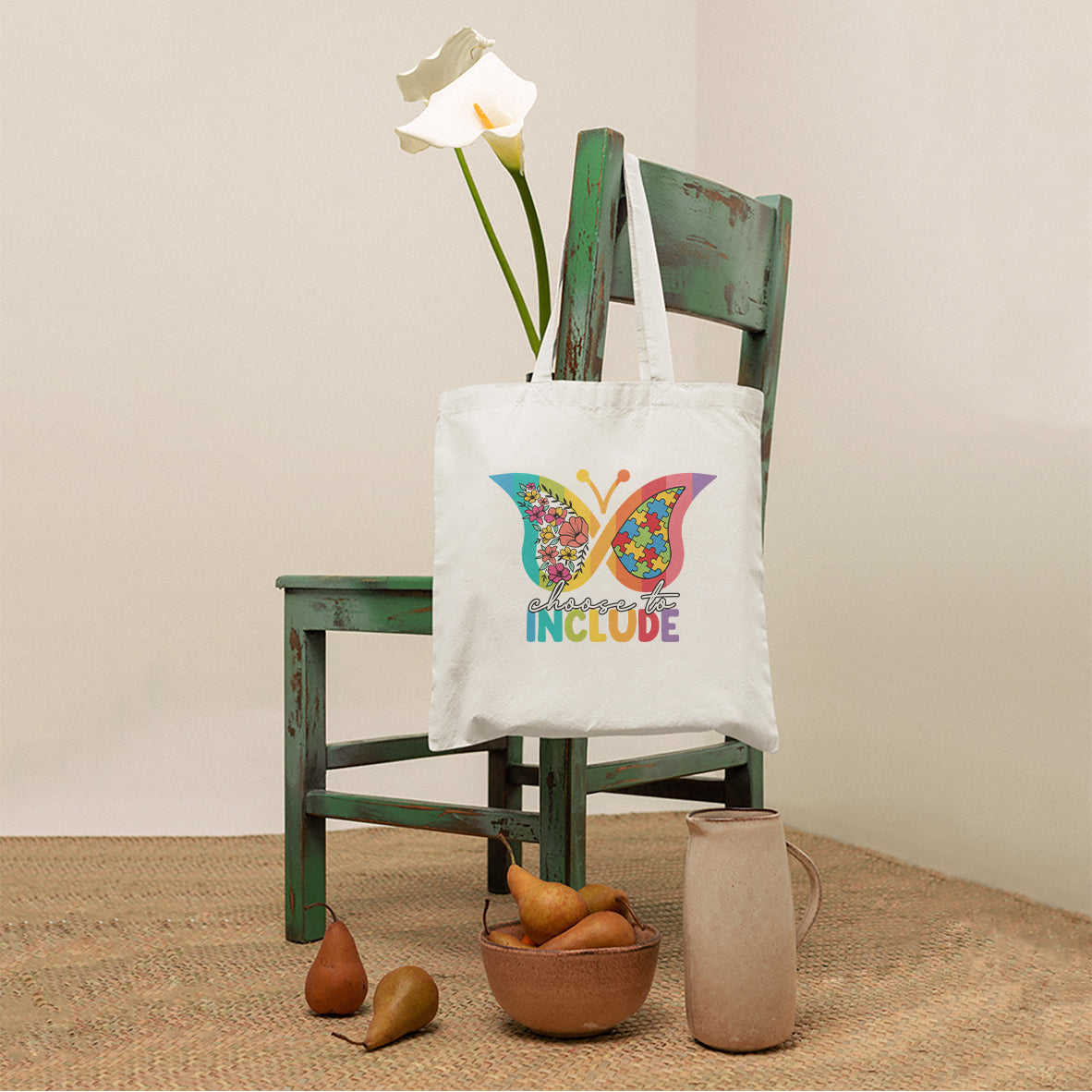 Choose To Include Autism Acceptance Spectrum Neurodiversity SPED Teacher Gift, Autism Awareness Tote Bag, Tote Bag - Wonder Print Shop