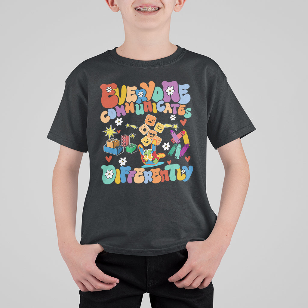 Everyone Communicates Differently Special Education Autism Kid T-Shirt - Wonder Print Shop