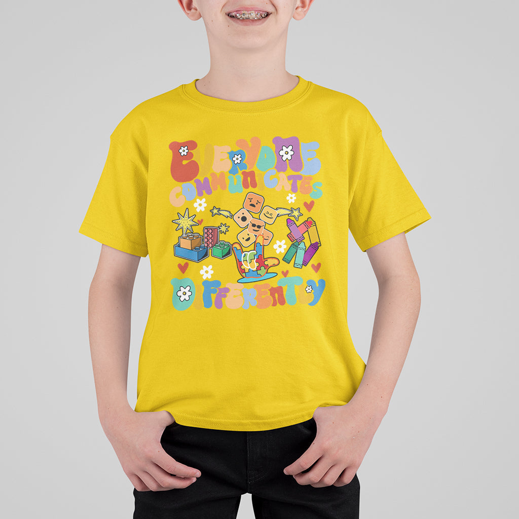 Everyone Communicates Differently Special Education Autism Kid T-Shirt - Wonder Print Shop