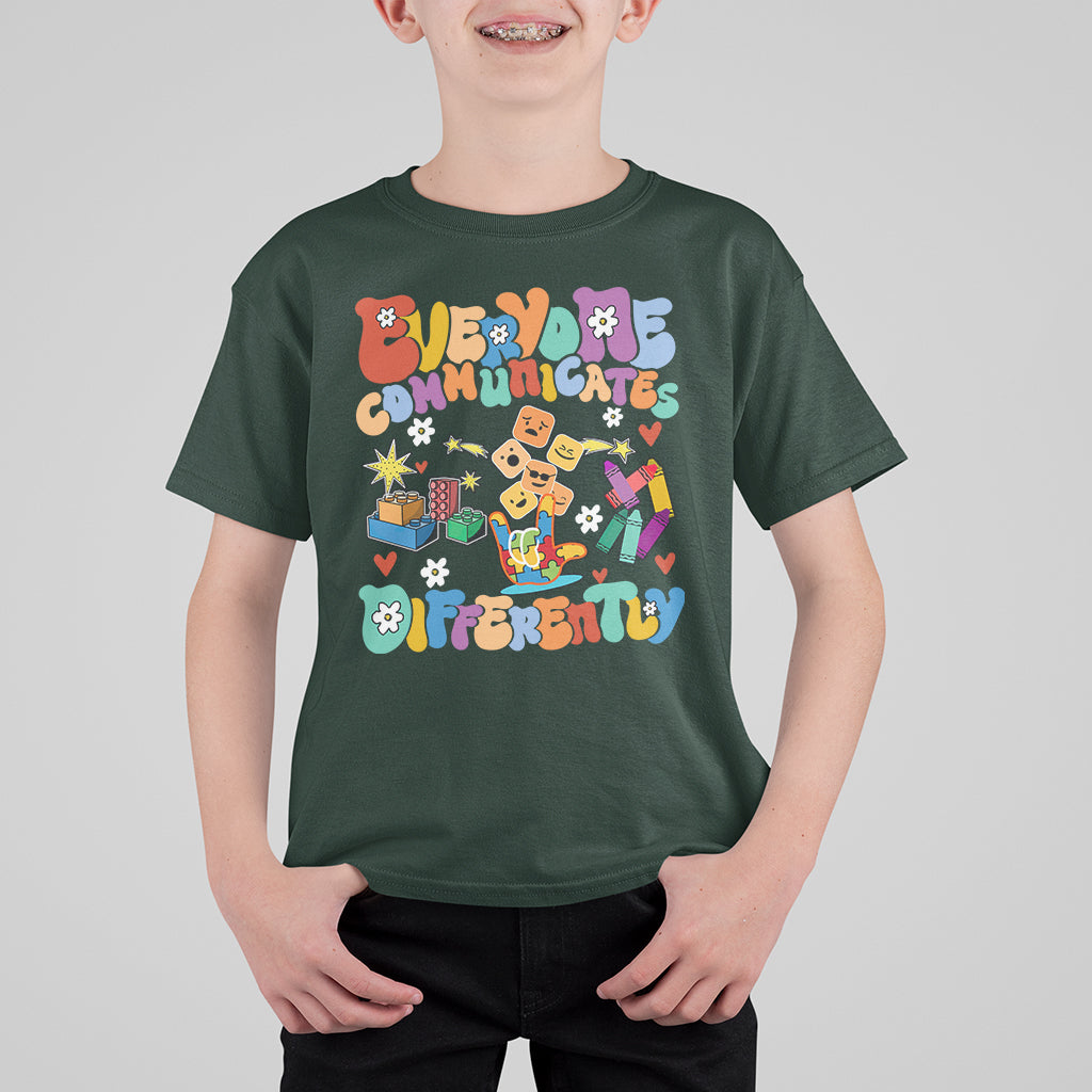 Everyone Communicates Differently Special Education Autism Kid T-Shirt - Wonder Print Shop
