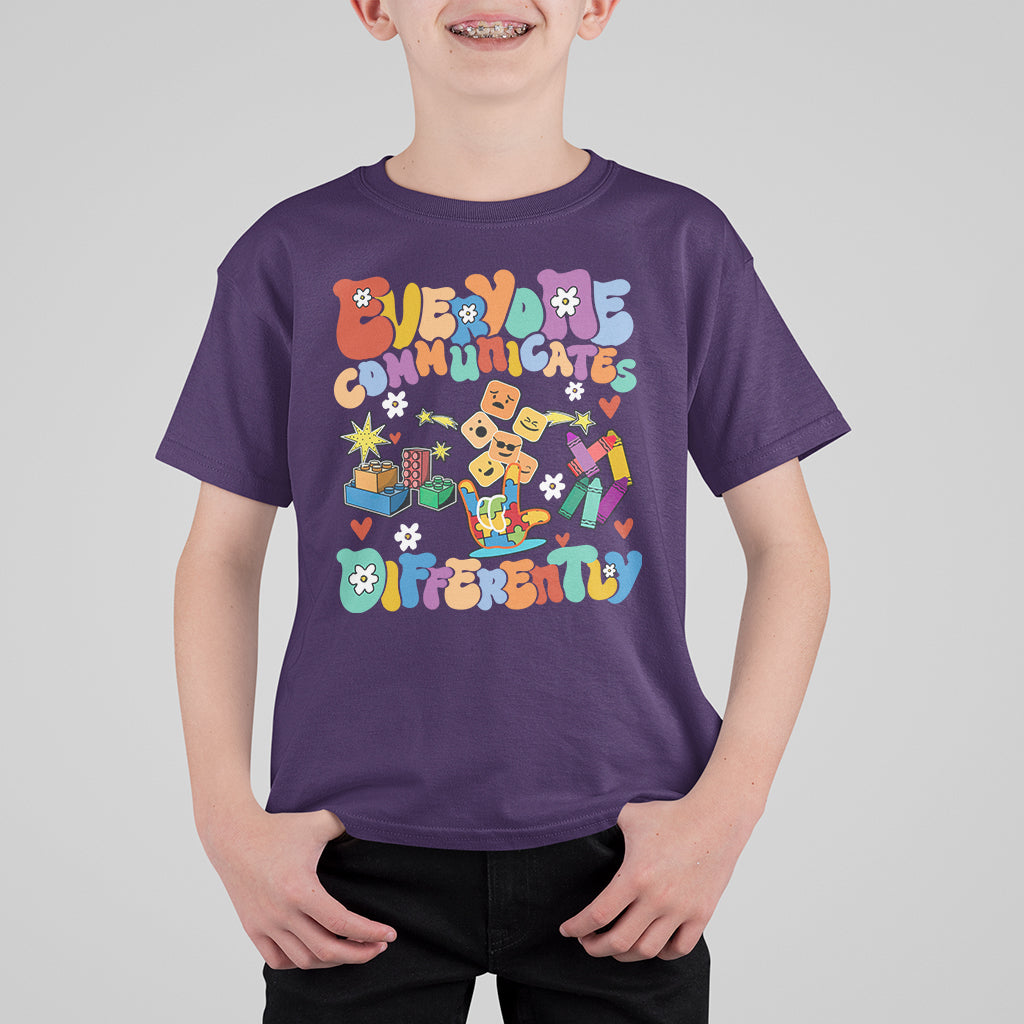Everyone Communicates Differently Special Education Autism Kid T-Shirt - Wonder Print Shop