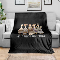 Funny Christian Easter He Is Risen Silly Goose Throw Blanket Cute Faith-Based Geese Parody Gift with Jesus