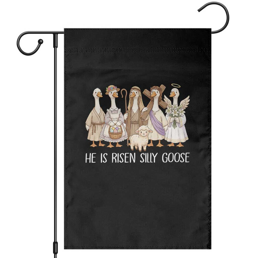Funny Christian Easter He Is Risen Silly Goose Garden Flag Cute Faith-Based Geese Parody Gift with Jesus