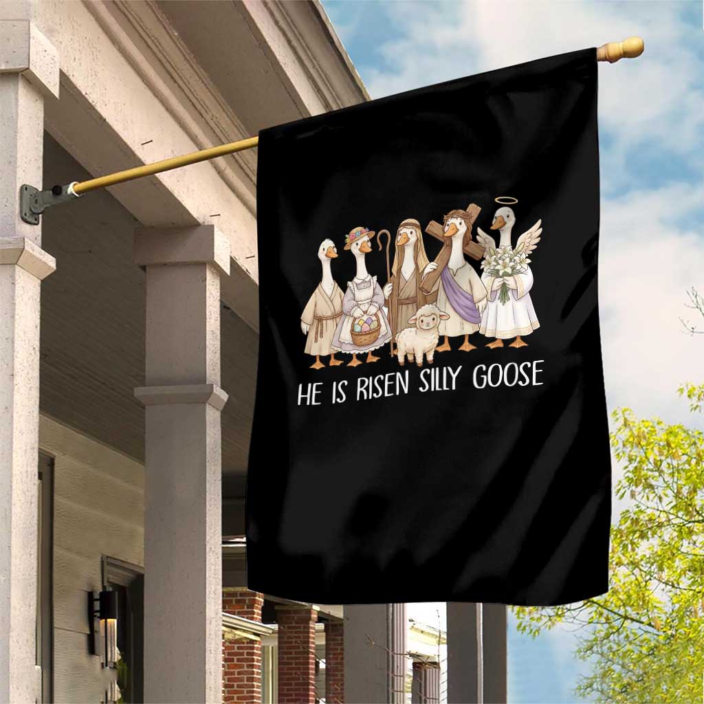 Funny Christian Easter He Is Risen Silly Goose Garden Flag Cute Faith-Based Geese Parody Gift with Jesus