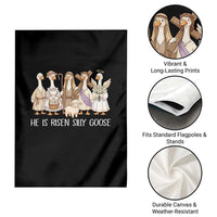 Funny Christian Easter He Is Risen Silly Goose Garden Flag Cute Faith-Based Geese Parody Gift with Jesus