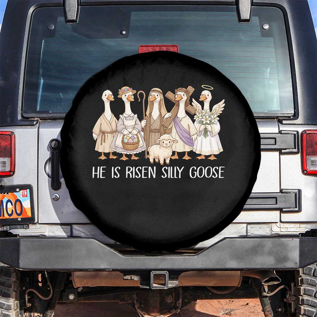 Funny Christian Easter He Is Risen Silly Goose Spare Tire Cover Cute Faith-Based Geese Parody Gift with Jesus