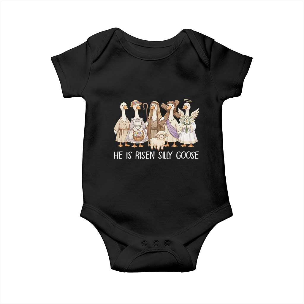 Funny Christian Easter He Is Risen Silly Goose Baby Onesie Cute Faith-Based Geese Parody Gift with Jesus