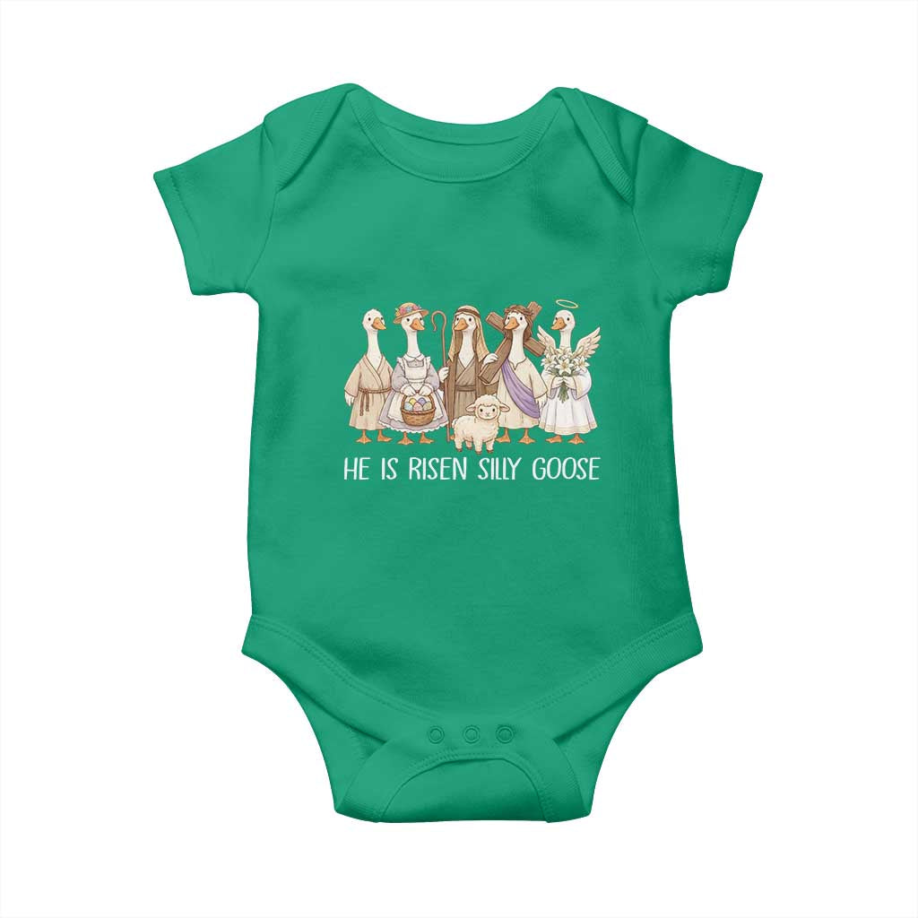 Funny Christian Easter He Is Risen Silly Goose Baby Onesie Cute Faith-Based Geese Parody Gift with Jesus