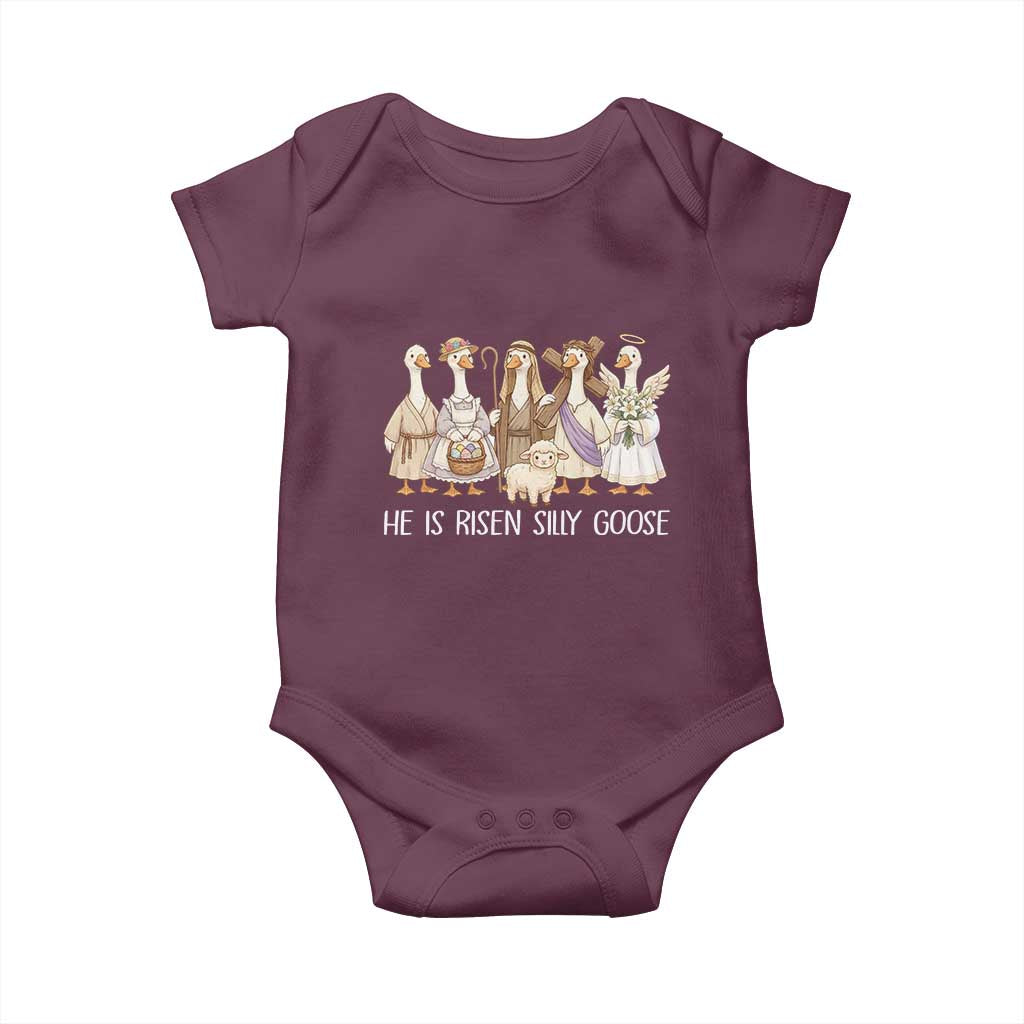 Funny Christian Easter He Is Risen Silly Goose Baby Onesie Cute Faith-Based Geese Parody Gift with Jesus