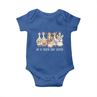 Funny Christian Easter He Is Risen Silly Goose Baby Onesie Cute Faith-Based Geese Parody Gift with Jesus