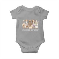 Funny Christian Easter He Is Risen Silly Goose Baby Onesie Cute Faith-Based Geese Parody Gift with Jesus