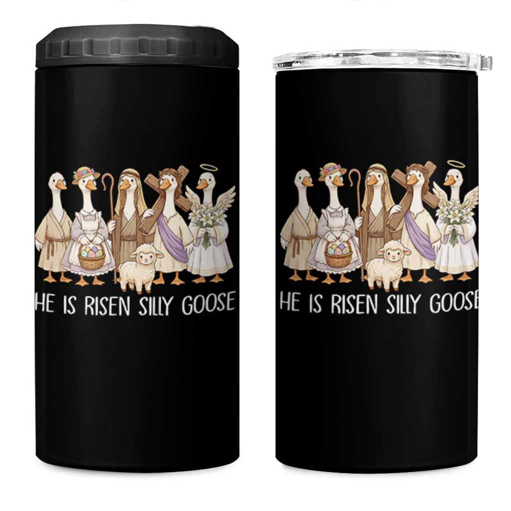 Funny Christian Easter He Is Risen Silly Goose 4 in 1 Can Cooler Tumbler Cute Faith-Based Geese Parody Gift with Jesus