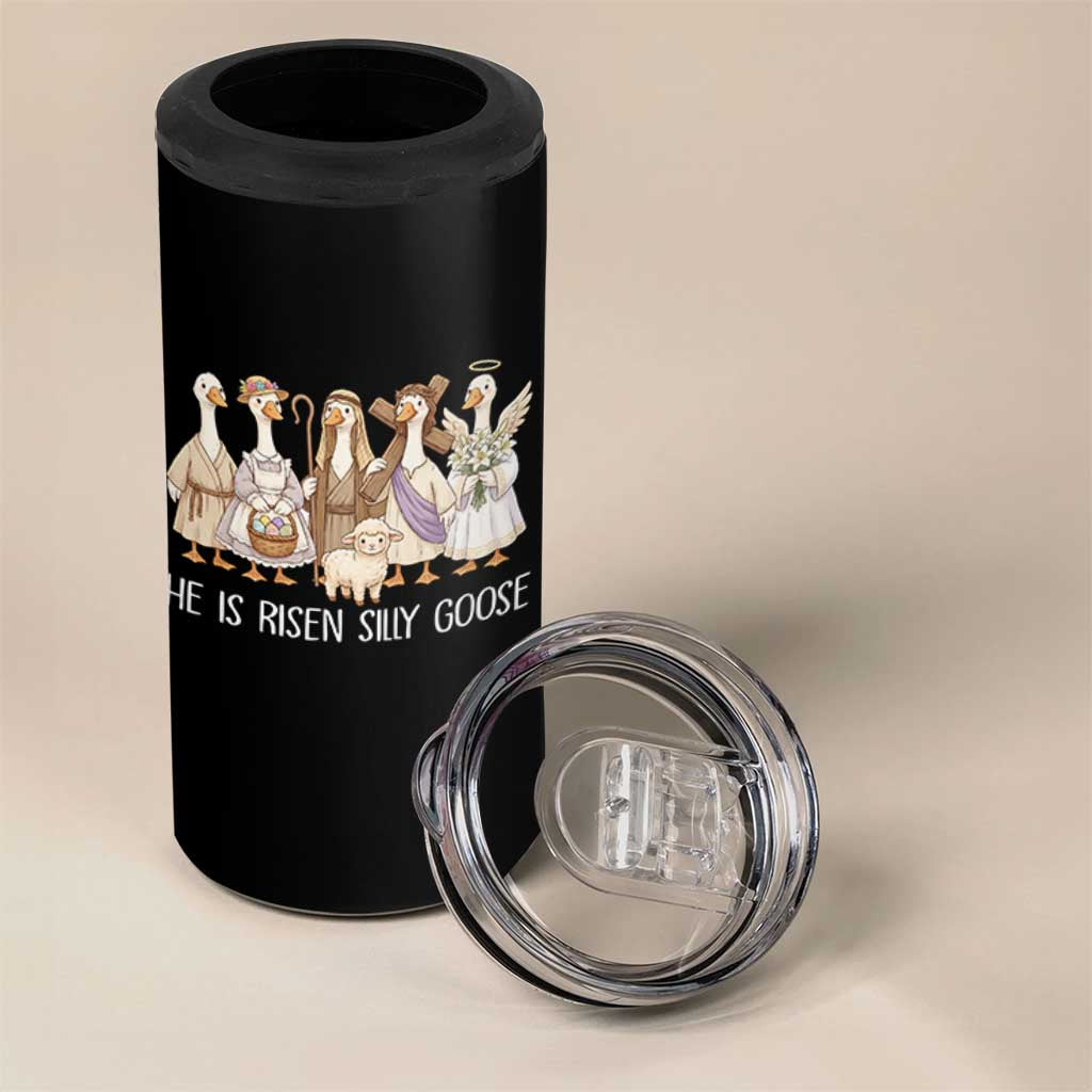 Funny Christian Easter He Is Risen Silly Goose 4 in 1 Can Cooler Tumbler Cute Faith-Based Geese Parody Gift with Jesus