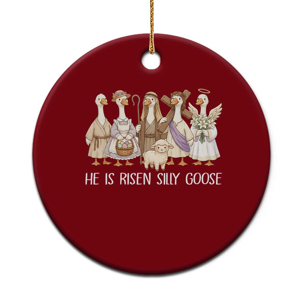 Funny Christian Easter He Is Risen Silly Goose Ceramic Ornament Cute Faith-Based Geese Parody Gift with Jesus