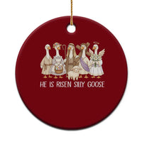 Funny Christian Easter He Is Risen Silly Goose Ceramic Ornament Cute Faith-Based Geese Parody Gift with Jesus