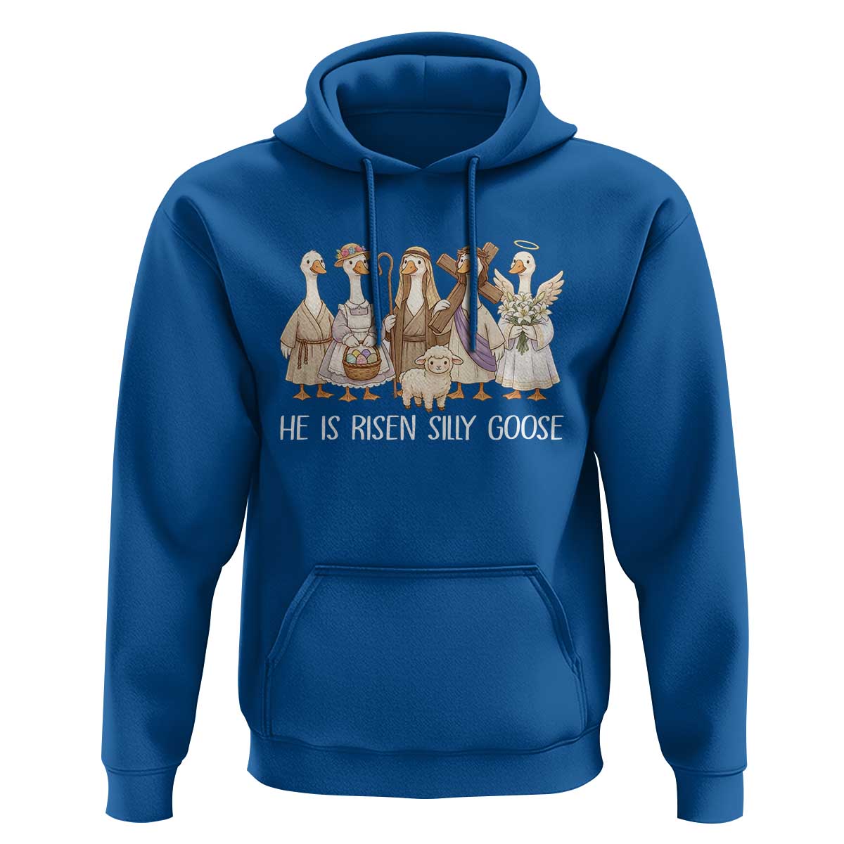 Funny Christian Easter He Is Risen Silly Goose Hoodie Cute Faith-Based Geese Parody Gift with Jesus