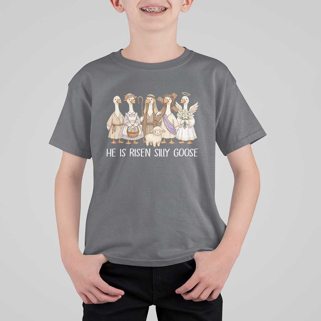Funny Christian Easter He Is Risen Silly Goose T Shirt For Kid Cute Faith-Based Geese Parody Gift with Jesus
