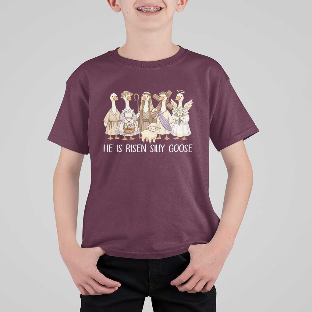 Funny Christian Easter He Is Risen Silly Goose T Shirt For Kid Cute Faith-Based Geese Parody Gift with Jesus