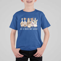 Funny Christian Easter He Is Risen Silly Goose T Shirt For Kid Cute Faith-Based Geese Parody Gift with Jesus