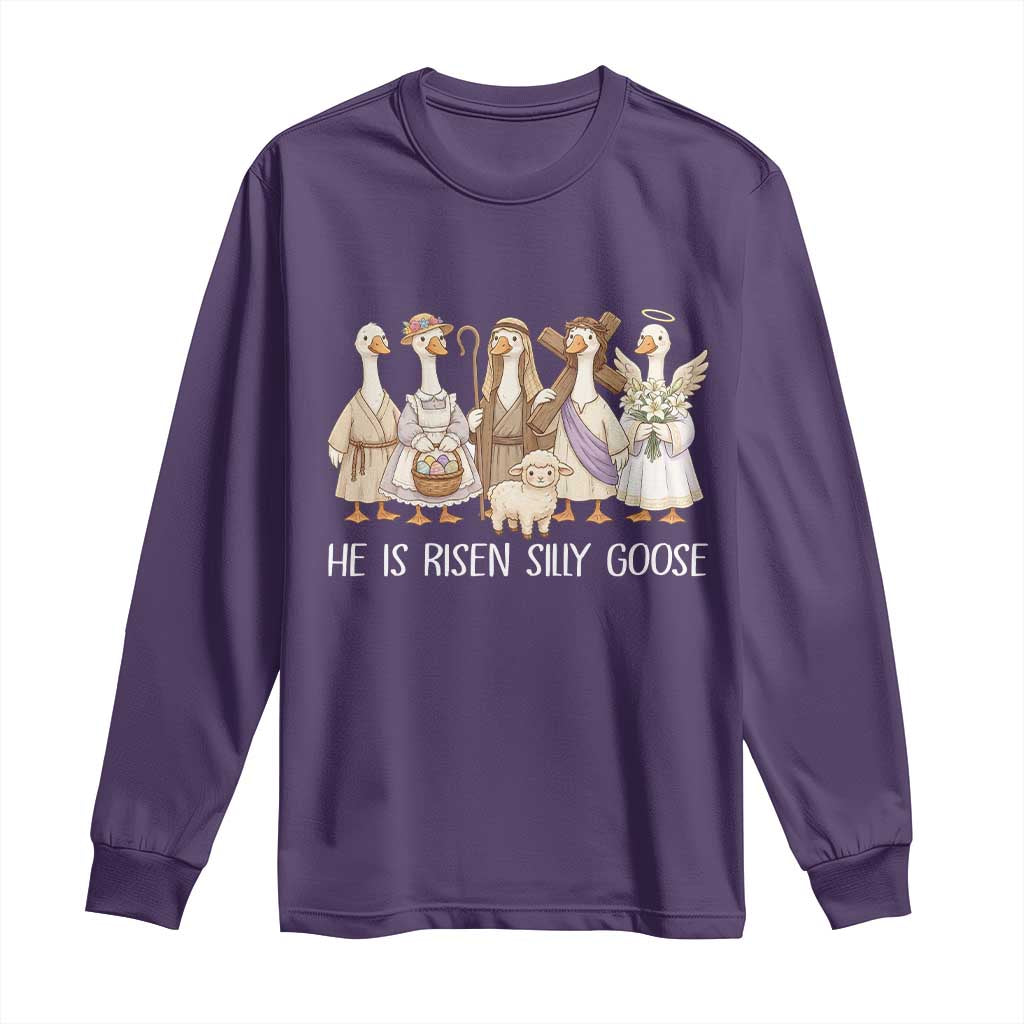 Funny Christian Easter He Is Risen Silly Goose Long Sleeve Shirt Cute Faith-Based Geese Parody Gift with Jesus