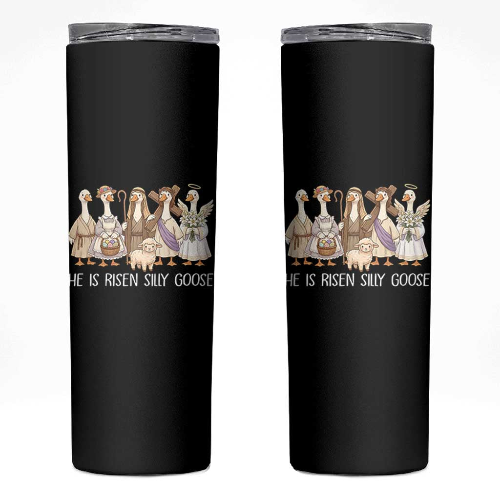 Funny Christian Easter He Is Risen Silly Goose Skinny Tumbler Cute Faith-Based Geese Parody Gift with Jesus