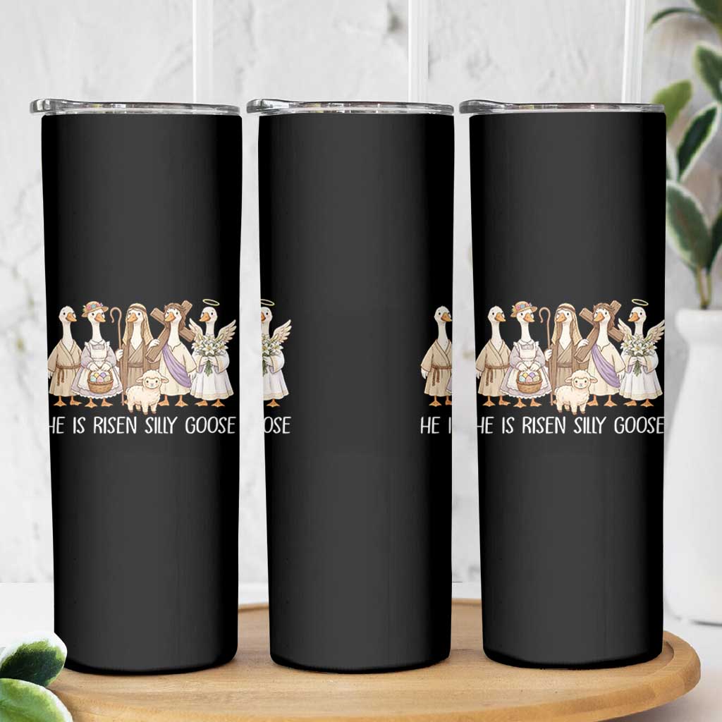 Funny Christian Easter He Is Risen Silly Goose Skinny Tumbler Cute Faith-Based Geese Parody Gift with Jesus