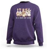 Funny Christian Easter He Is Risen Silly Goose Sweatshirt Cute Faith-Based Geese Parody Gift with Jesus