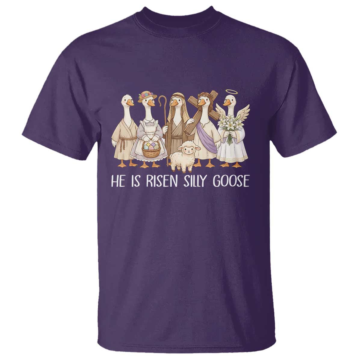 Funny Christian Easter He Is Risen Silly Goose T Shirt Cute Faith-Based Geese Parody Gift with Jesus
