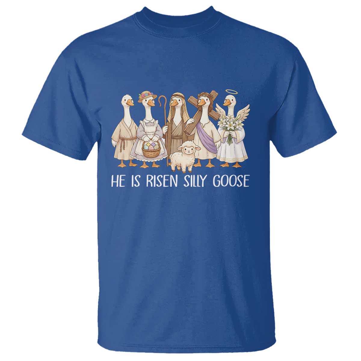 Funny Christian Easter He Is Risen Silly Goose T Shirt Cute Faith-Based Geese Parody Gift with Jesus
