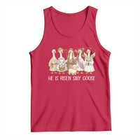 Funny Christian Easter He Is Risen Silly Goose Tank Top Cute Faith-Based Geese Parody Gift with Jesus