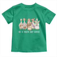 Funny Christian Easter He Is Risen Silly Goose Toddler T Shirt Cute Faith-Based Geese Parody Gift with Jesus