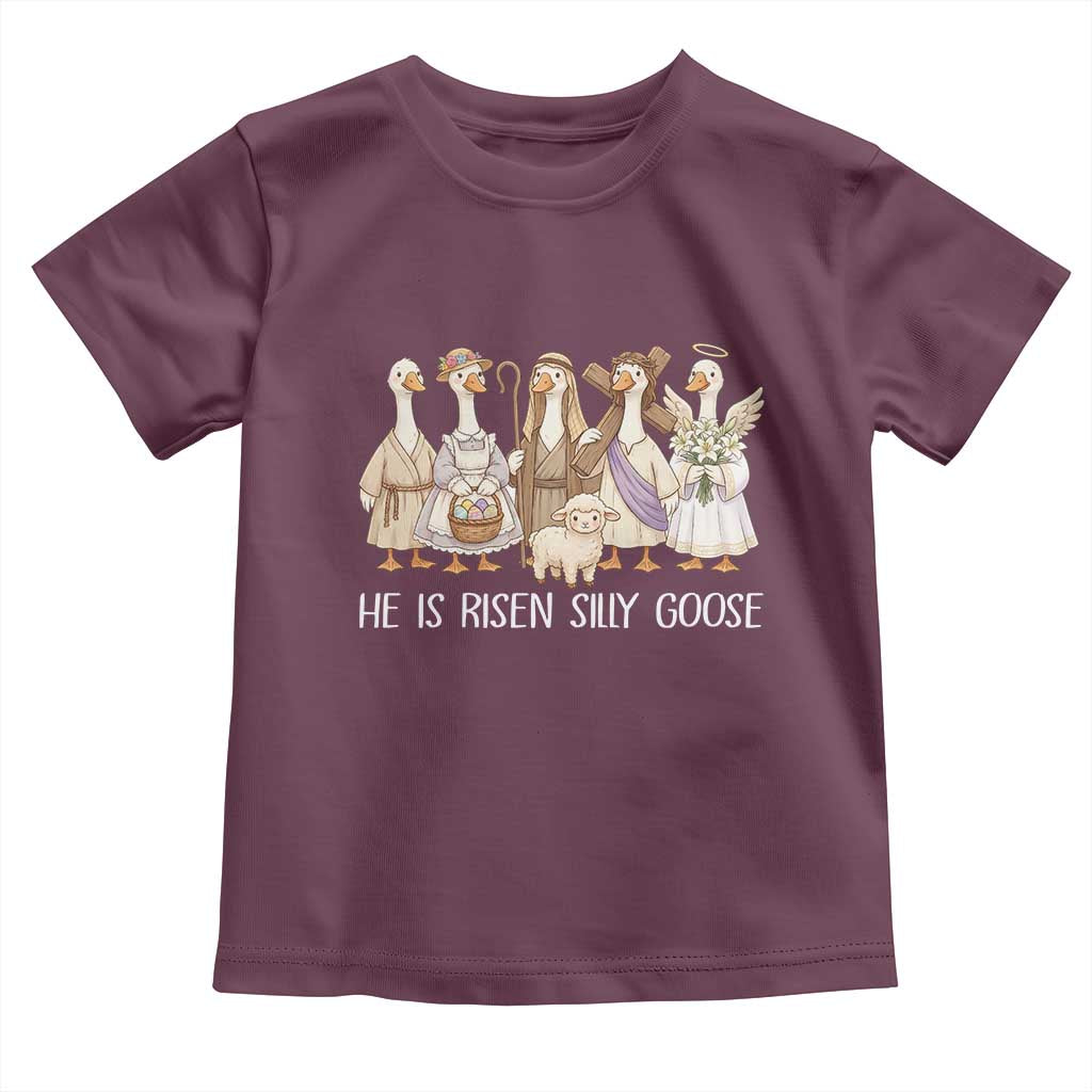 Funny Christian Easter He Is Risen Silly Goose Toddler T Shirt Cute Faith-Based Geese Parody Gift with Jesus
