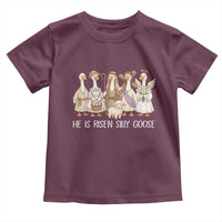 Funny Christian Easter He Is Risen Silly Goose Toddler T Shirt Cute Faith-Based Geese Parody Gift with Jesus