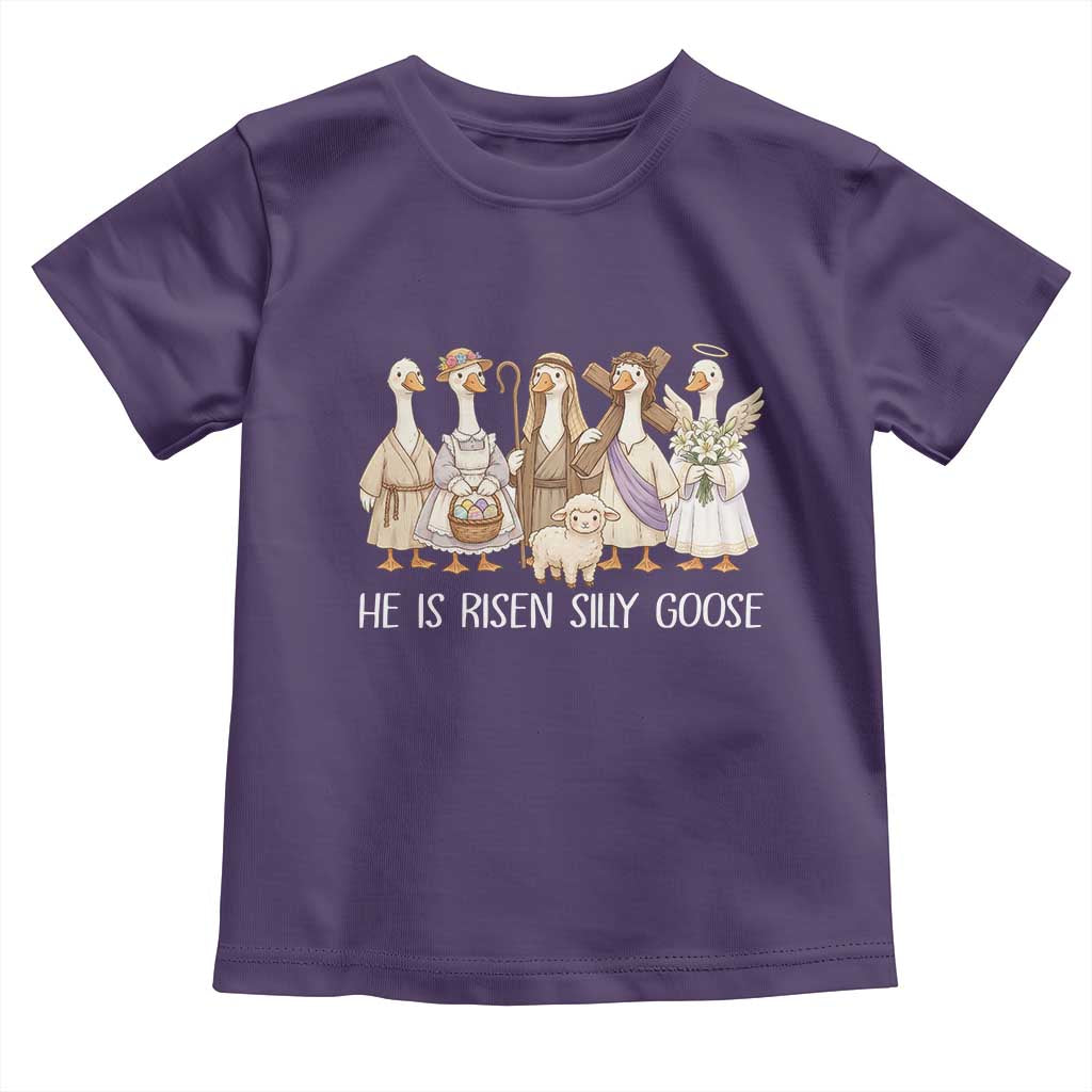 Funny Christian Easter He Is Risen Silly Goose Toddler T Shirt Cute Faith-Based Geese Parody Gift with Jesus