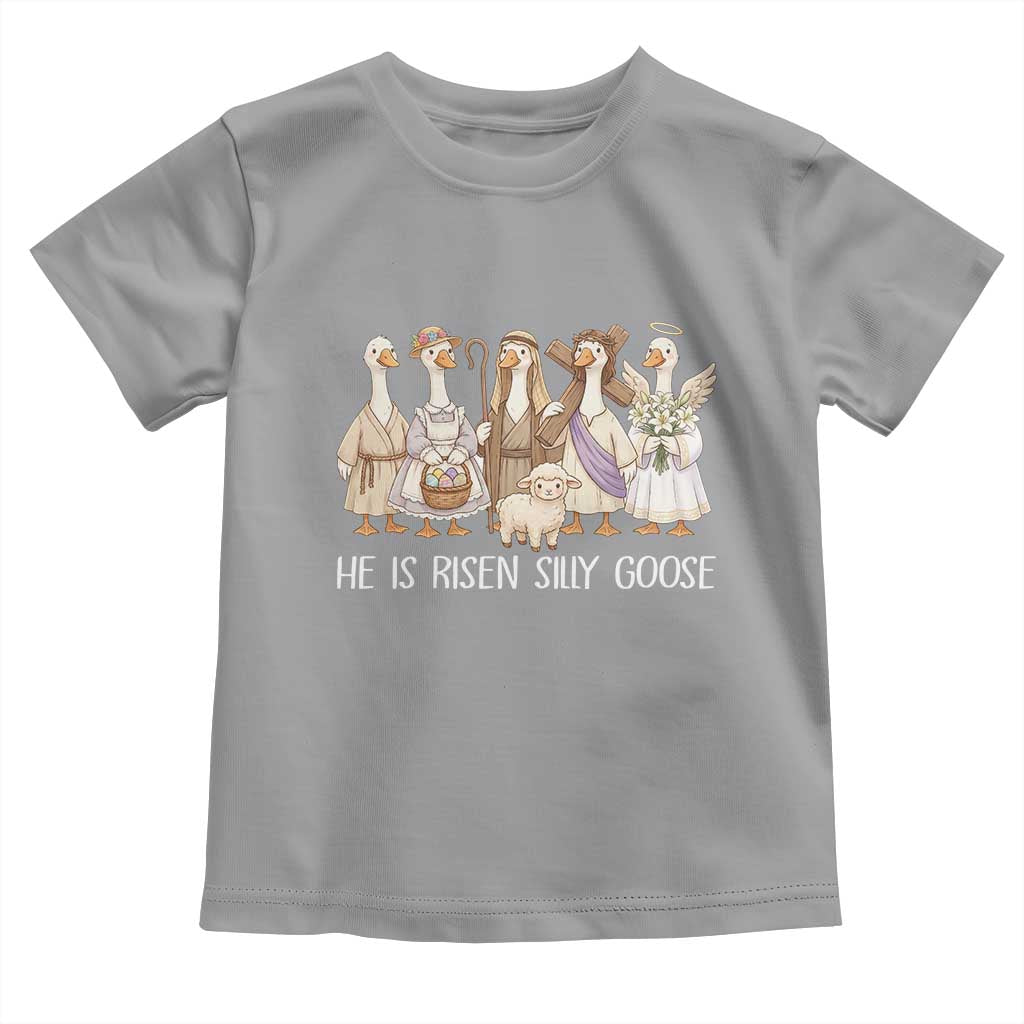 Funny Christian Easter He Is Risen Silly Goose Toddler T Shirt Cute Faith-Based Geese Parody Gift with Jesus
